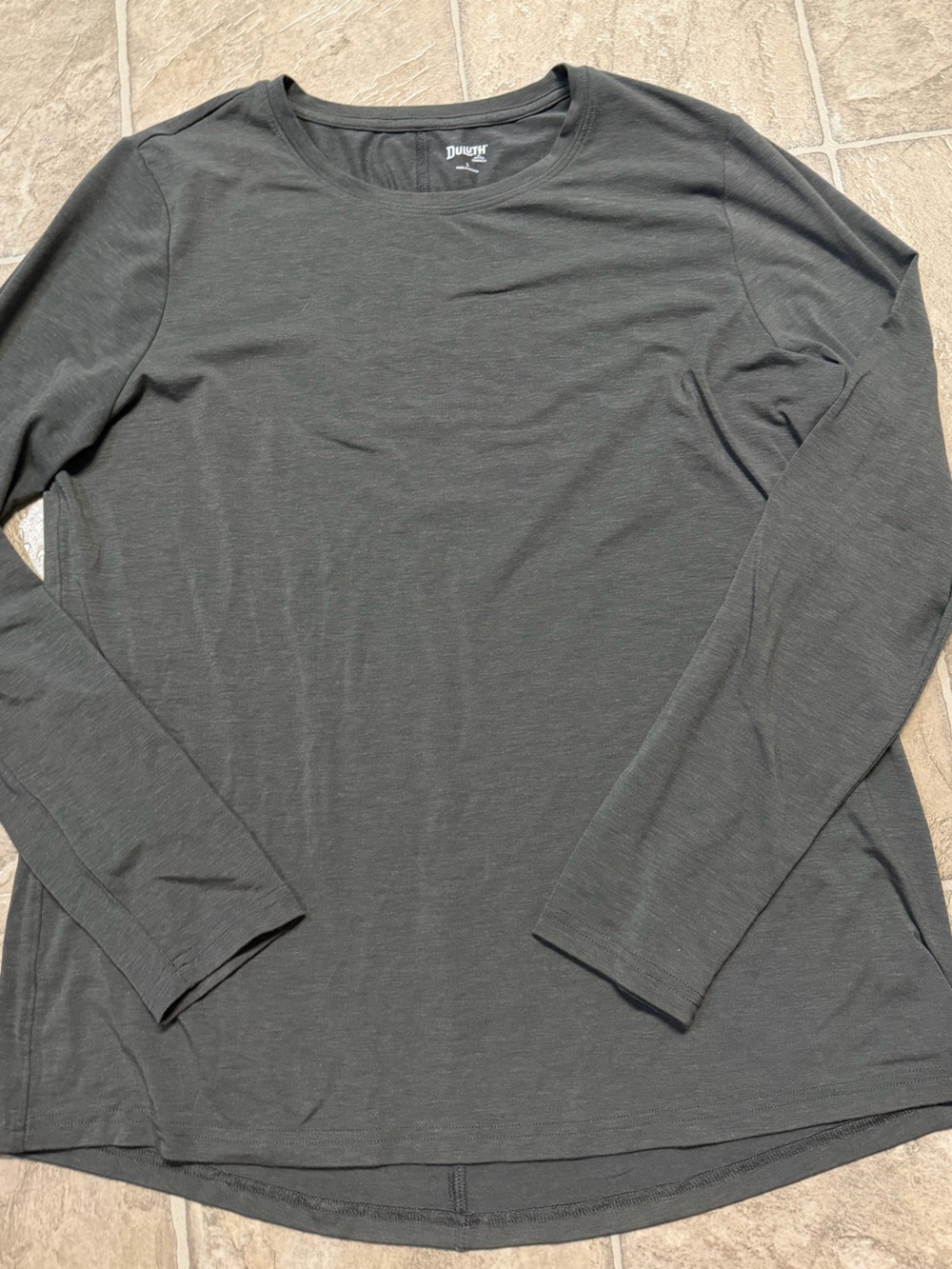 Duluth Trading Co. Women’s Dry & Mighty Long Sleeve Crewneck Shirt- Gray
